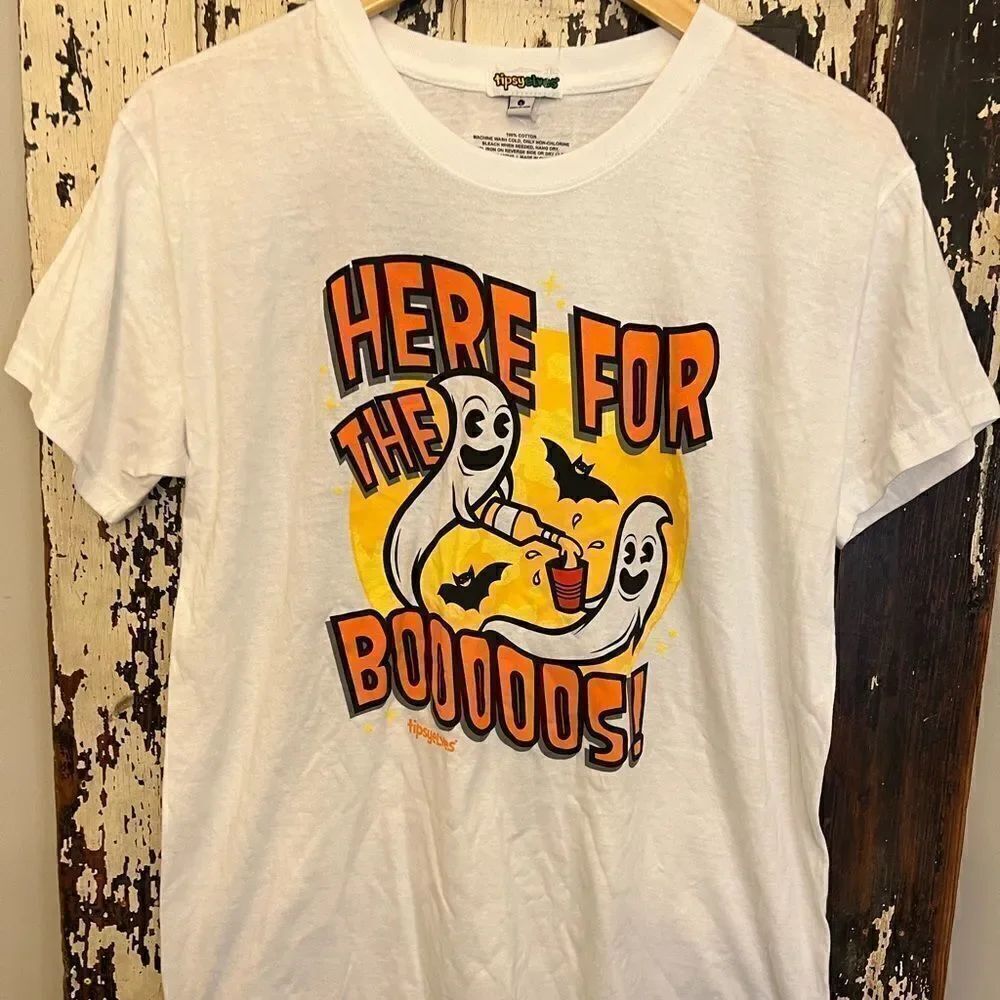 NWOT Tipsy Elves Halloween unisex T-shirt. Here For the Boooooos!!!! Size L.